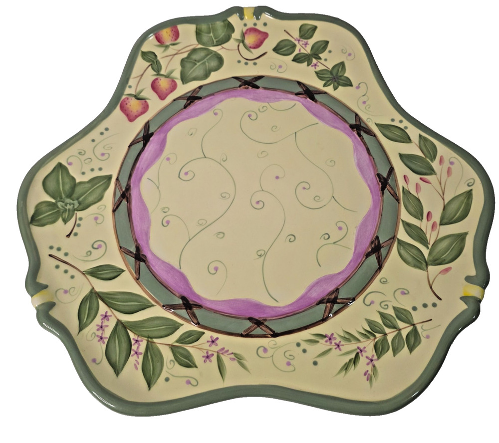 PartyLite Strawberry Fields Garden Lites Ceramic Candle Tray Platter
